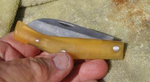 Spanish Clasp Knife Hand made New Sheepfoot blade marked Palles Solsona 4quot Closed Light Weight