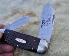 Case 6250 Toenail 1980 No Dots Factory Mint Elephant Etch Wood Handles Brass Liners And Pins