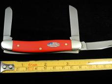 Case xx American Workman Red Synthetic Medium Stockman Knife Flag Shield 73931 USA Made NIB 4318CS
