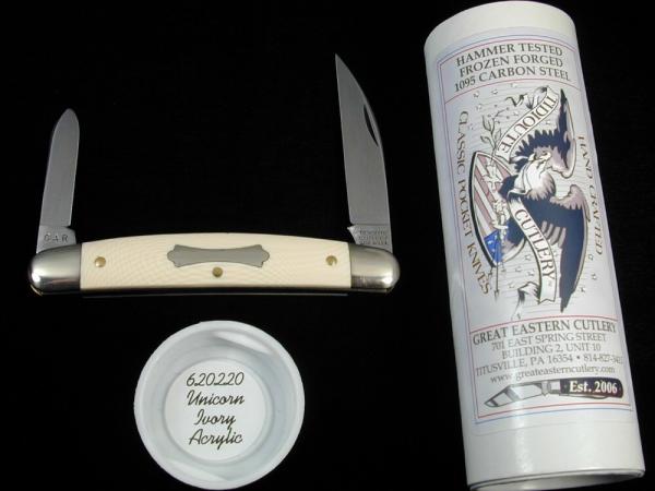 Great Eastern Cutlery GEC Smooth Unicorn Ivory Acrylic Pocket Congress Knife 620220 NIT 1 of 695 USA Great Eastern Cutlery GEC Smooth Unicorn Ivory Acrylic Pocket Congress Knife 620220 NIT 1 of 695 USA