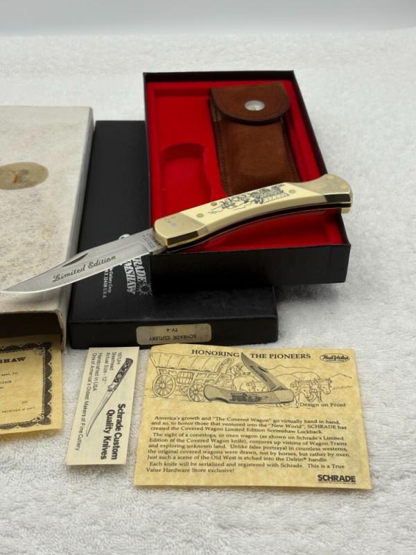 Schrade Cutlery SC507 Limited Edition Covered Wagon Scrimshaw #4263 New In Box Made In USA