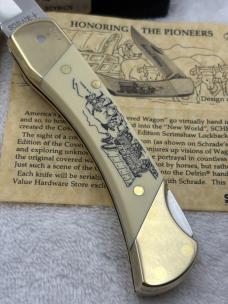 Schrade Cutlery SC507 Limited Edition Covered Wagon Scrimshaw #4263 New In Box Made In USA