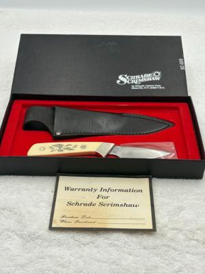 Schrade Scrimshaw Vintage SC509 Fixed Blade Sheath Knife Made In USA New In Box