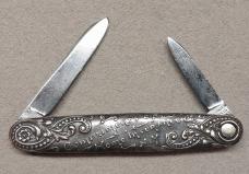 Sterling Silver Old Man Winter Press Button Knife Co 