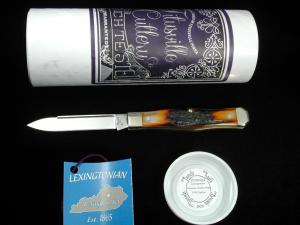 Titusville Cutlery Genuine Amber Stag Lexingtonian Coffin Jack Knife Rare 1 of 30 COA USA Made