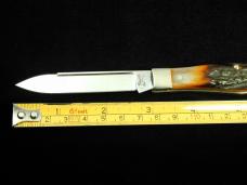 Titusville Cutlery Genuine Amber Stag Lexingtonian Coffin Jack Knife Rare 1 of 30 COA USA Made