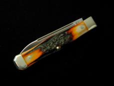 Titusville Cutlery Genuine Amber Stag Lexingtonian Coffin Jack Knife Rare 1 of 30 COA USA Made