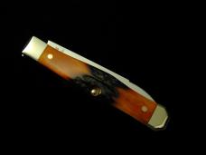Titusville Cutlery Genuine Amber Stag Lexingtonian Coffin Jack Knife Rare 1 of 30 COA USA Made