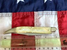 Fight’n Rooster Large 5” Arkansas Toothpick w/ Checkered Imitation Pearl Handles -NOS