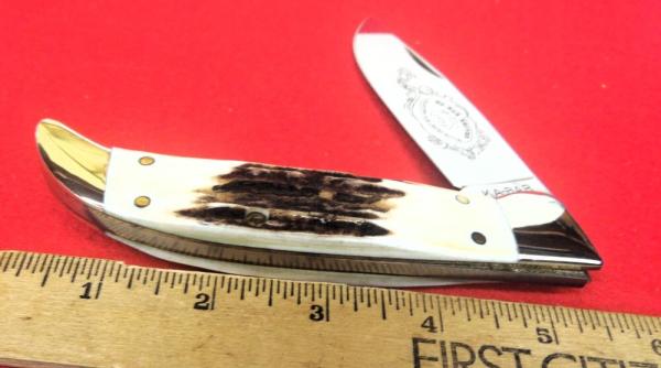 weekend sale KABAR 1986 5-1/2" EVEN STAG CLASP CLUB KNIFE UNUSED FROM STORAGE WELL CARED FOR