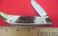 weekend sale KABAR 1986 5-1/2" EVEN STAG CLASP CLUB KNIFE UNUSED FROM STORAGE WELL CARED FOR