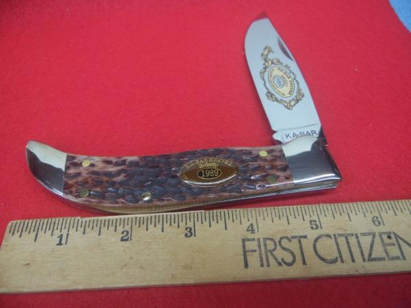KABAR 1989 5-1/2" BROWN JIGGED BONE CLASP CLUB KNIFE UNUSED FROM STORAGE WELL CARED FOR
