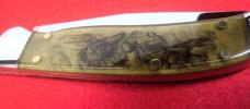 KABAR 1990 5-1/2" MUCH SOUGHT AFTER MAN FIGHTS BEAR CLASP CLUB KNIFE FROM STORAGE WELL CARED FOR