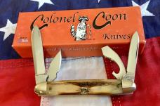 Colonel Coon (by Queen) One of 250, Jr Scout Knife w/ Great Stag Handles -NOS in orig box
