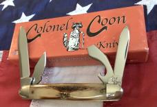 Colonel Coon (by Queen) One of 250, Jr Scout Knife w/ Great Stag Handles -NOS in orig box