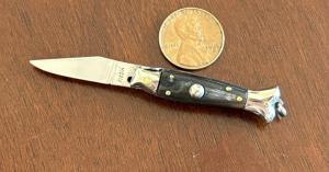 Rare Miniature Keychain 50s Fish Switchblade Knife Italy Unused