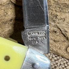 Camillus USA Vintage 2 Blade Yello Jaket Muskrat Pattern #714 Pocket Knife (162)