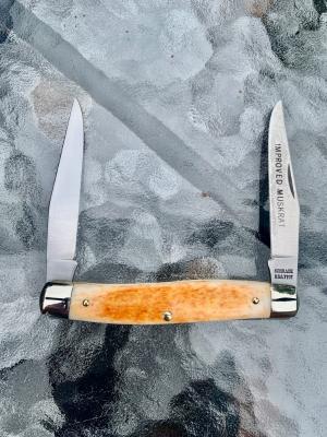 Schrade Model 77OT Muskrat with Smooth Sunset Bone Handles