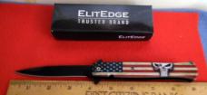 ELITEDGE TRUSTED BRAND AMERICAN FLAG SPRING ASSIST KNIFE IN BOX UNUSED FROM STORAGE 