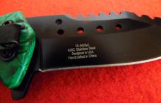 ELITEDGE TRUSTED BRAND GREEN JUNGLE FOLAGE SPRING ASSIST KNIFE IN BOX UNUSED FROM STORAGE 