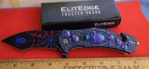 ELITEDGE TRUSTED BRAND COLORFUL SPRING ASSIST RESCUE KNIFE IN BOX UNUSED FROM STORAGE