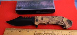 ELITEDGE TRUSTED BRAND 4-12quot CAMO SPRING ASSIST RESCUE KNIFE IN BOX UNUSED