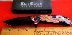 ELITEDGE TRUSTED BRAND 4-12quot SPRING ASSIST AMERICAN EAGLE ART WORK RESCUE KNIFE IN BOX UNUSED
