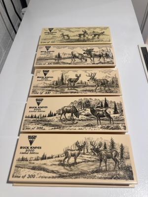 Buck 110 Custom Limited Gold Etched Big Bucks North America Knife Set 2000-2004 Matching Numbers 37