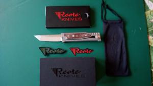 Reate EXO-M Pocket Knife Tanto Elmax Burlap Micarta Ti Bead Blast New Unused