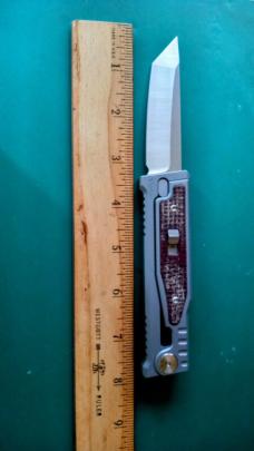 Reate EXO-M Pocket Knife Tanto Elmax Burlap Micarta Ti Bead Blast New Unused