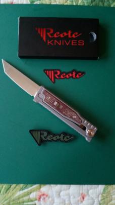 Reate EXO-M Pocket Knife Tanto Elmax Burlap Micarta Ti Bead Blast New Unused