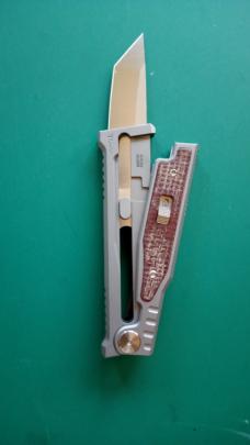 Reate EXO-M Pocket Knife Tanto Elmax Burlap Micarta Ti Bead Blast New Unused