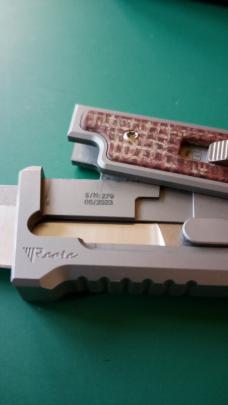 Reate EXO-M Pocket Knife Tanto Elmax Burlap Micarta Ti Bead Blast New Unused