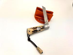 VINCENZO BALISTRERI CUSTOM STAG RWL 34 STAG MINI WHITE WOLF PEARL SHIELD KNIFE