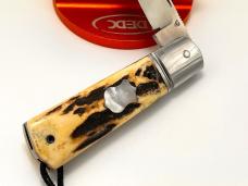 VINCENZO BALISTRERI CUSTOM STAG RWL 34 STAG MINI WHITE WOLF PEARL SHIELD KNIFE