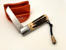 VINCENZO BALISTRERI CUSTOM STAG RWL 34 STAG MINI WHITE WOLF PEARL SHIELD KNIFE