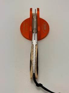 VINCENZO BALISTRERI CUSTOM STAG RWL 34 STAG MINI WHITE WOLF PEARL SHIELD KNIFE