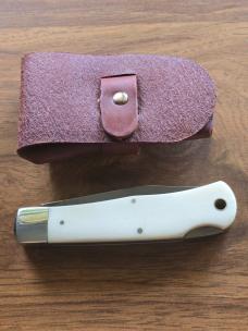 Moore Maker #5106LB “Mountain Man” White Bone Lockback Knife – NIB with Sheath