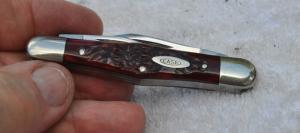 Case Whittler 3 12quot Closed Factory Mint Split backspring 6383 6 Dots 1974 Jiged Red Bone Snaps
