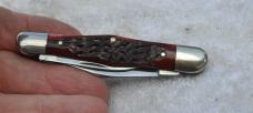 Case Whittler 3 1/2" Closed Factory Mint Split backspring 6383 6 Dots 1974 Jiged Red Bone Snaps!