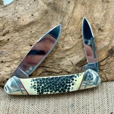 ROUGH RIDER RYDER BUCKSHOT BONE 2 BLADE CANOE POCKET KNIFE RR1542 BLK/WHT (207)