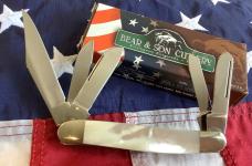 Bear & Son 5 Blade Stockman w/ Flashy Mother of Pearl Handles in Orig box -NOS