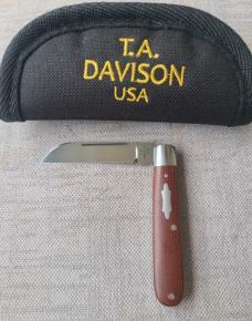 T A Davison Sheepsfoot Straight Jack...3 3/8..Canvas Micarta scales...Cpm154..jeweled liners..#1260