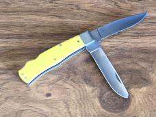 Moore Maker 3206DLB Double Lockback Trapper – Yellow Delrin –w/ Box & Sheath