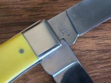 Moore Maker 3206DLB Double Lockback Trapper – Yellow Delrin –w/ Box & Sheath