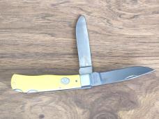 Moore Maker 3206DLB Double Lockback Trapper – Yellow Delrin –w/ Box & Sheath