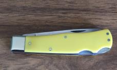 Moore Maker 3206DLB Double Lockback Trapper – Yellow Delrin –w/ Box & Sheath