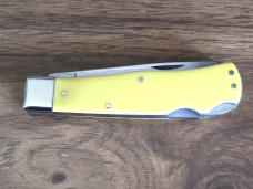 Moore Maker 3206DLB Double Lockback Trapper – Yellow Delrin –w/ Box & Sheath