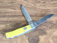 Moore Maker 3206DLB Double Lockback Trapper – Yellow Delrin –w/ Box & Sheath