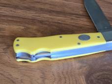 Moore Maker 3206DLB Double Lockback Trapper – Yellow Delrin –w/ Box & Sheath